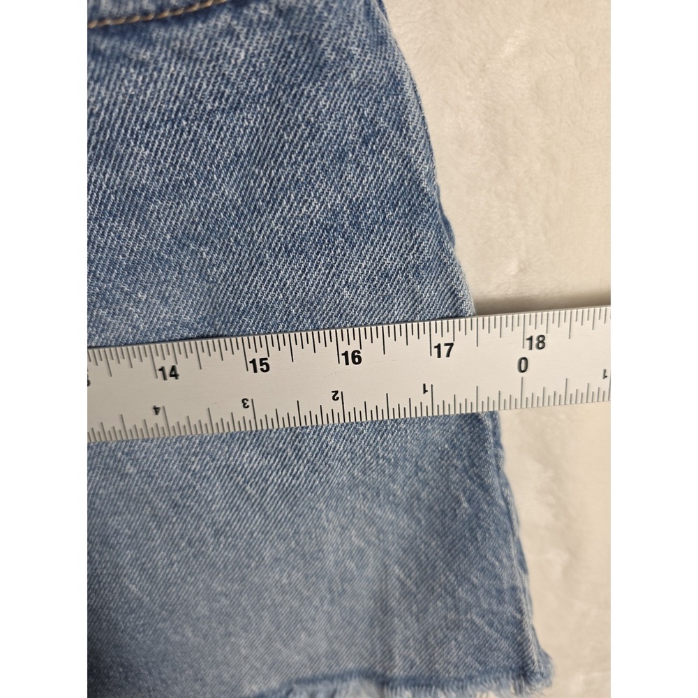 Free People We The Free Denim Mini Skirt 26 High Rise Raw Frayed Hem Blue Jean - Picture 10 of 11